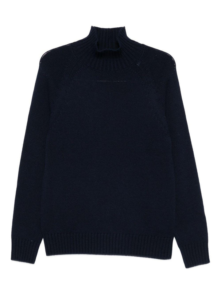 Maglione nero in lana a collo alto 