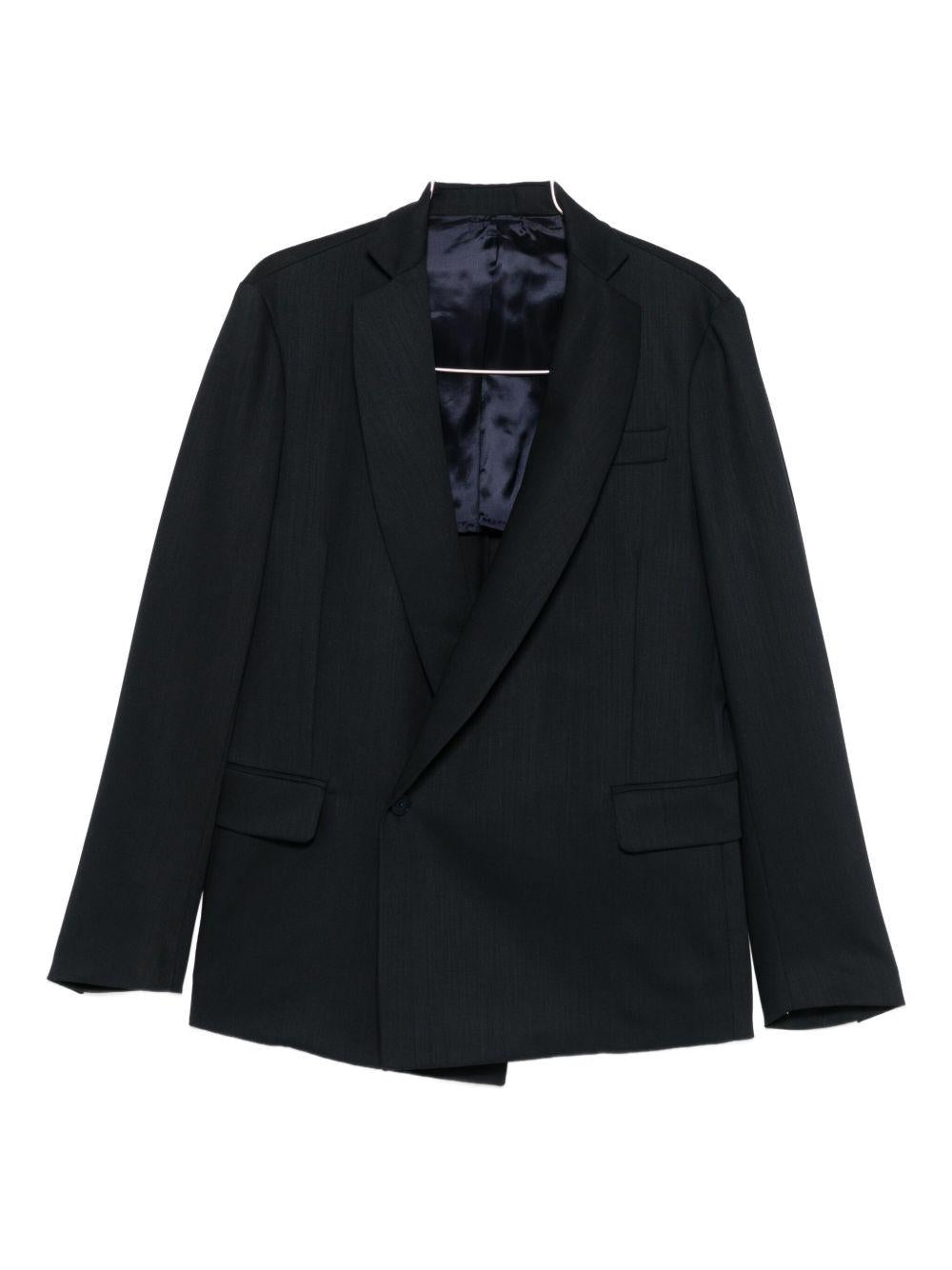 Giacca blu con revers a scialle 