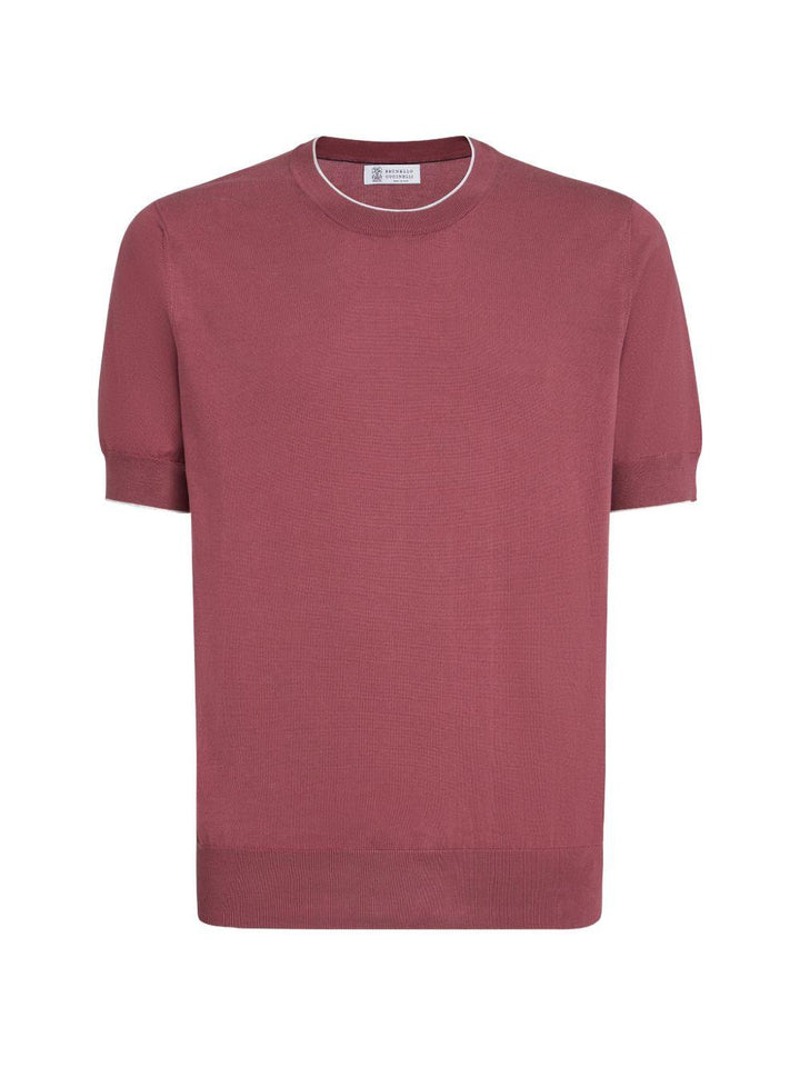 T-shirt cipolla in cotone leggero con profili a contrasto 