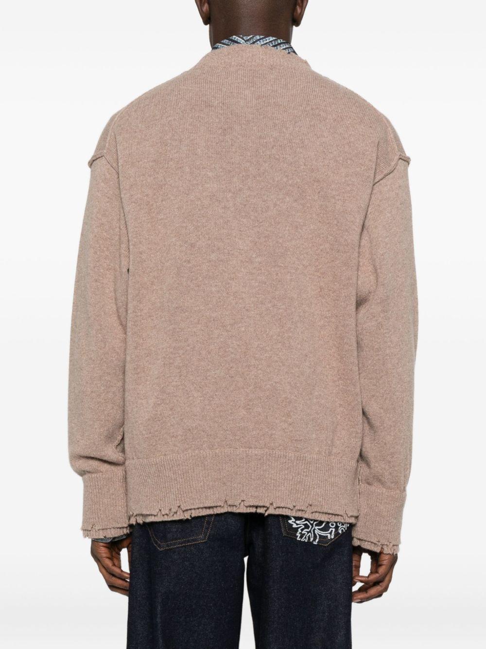 Maglione taupe girocollo effetto vissuto