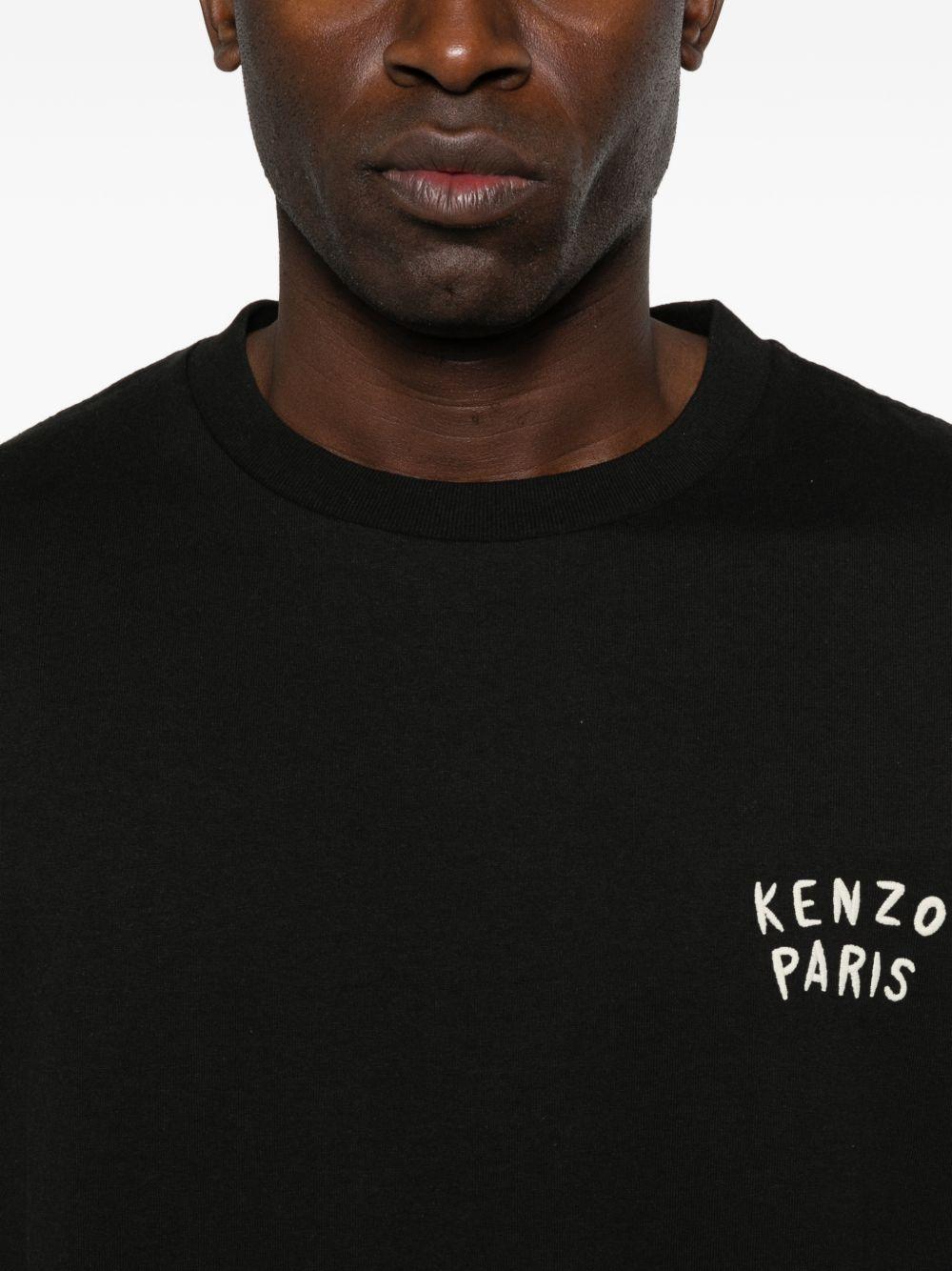 T-shirt con logo ricamato nera 