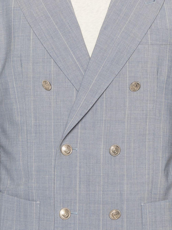 Abito gessato blu denim 