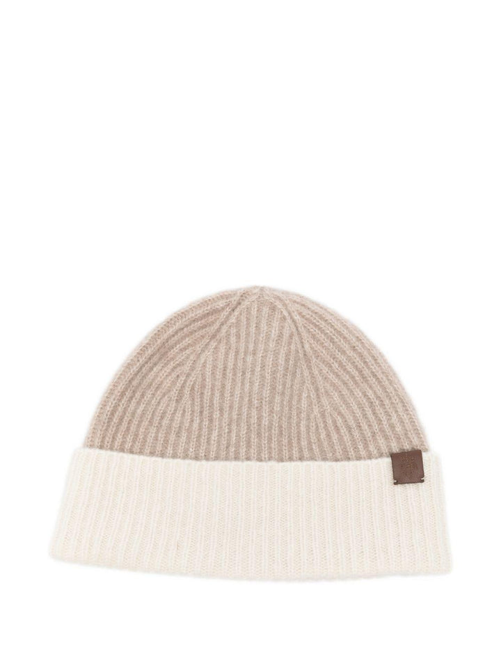 Berretto beige in lana a coste 