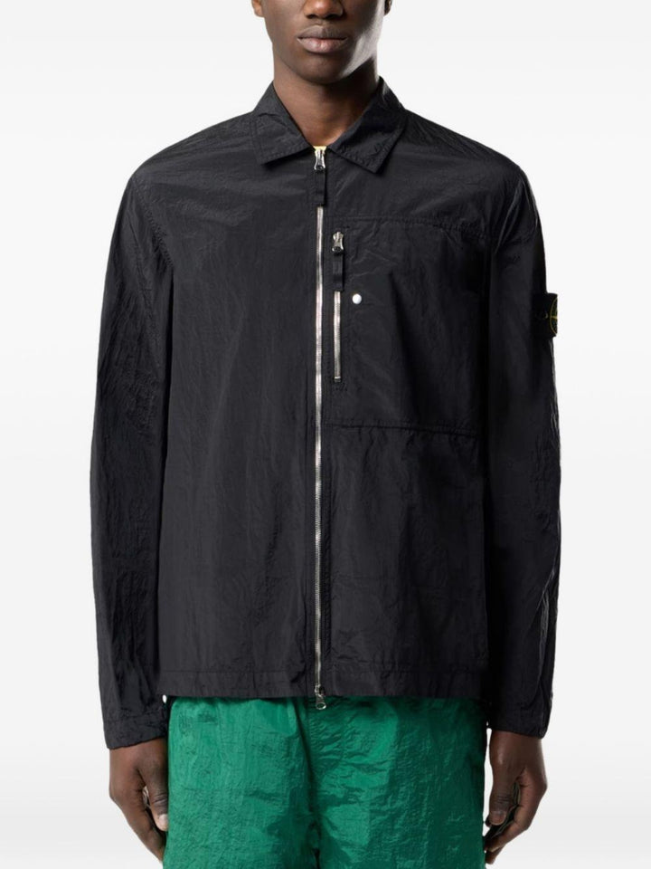 Giacca nera con zip e logo 