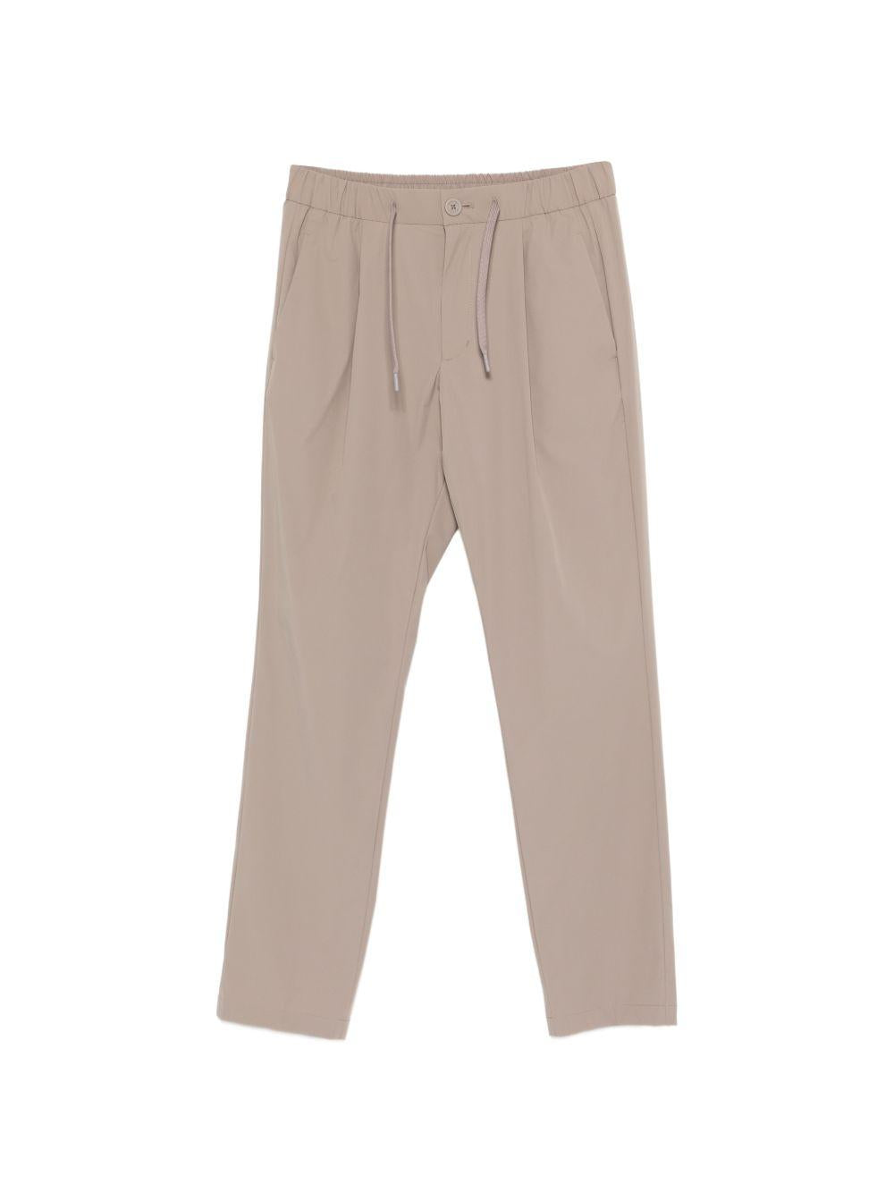 Pantaloni plissé con coulisse tortora 