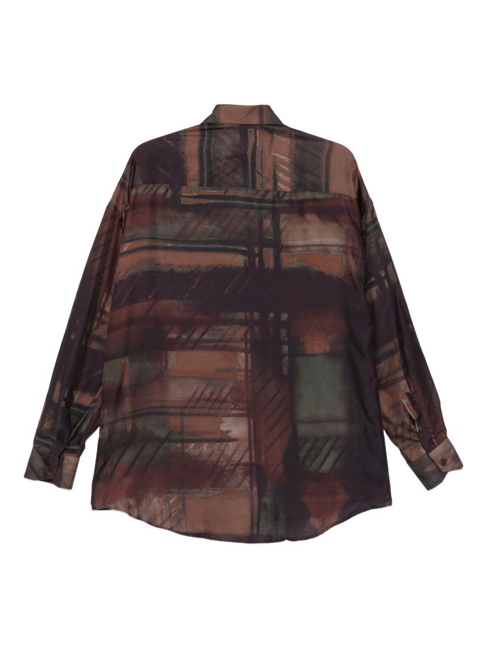 Camicia con stampa astratta marrone 
