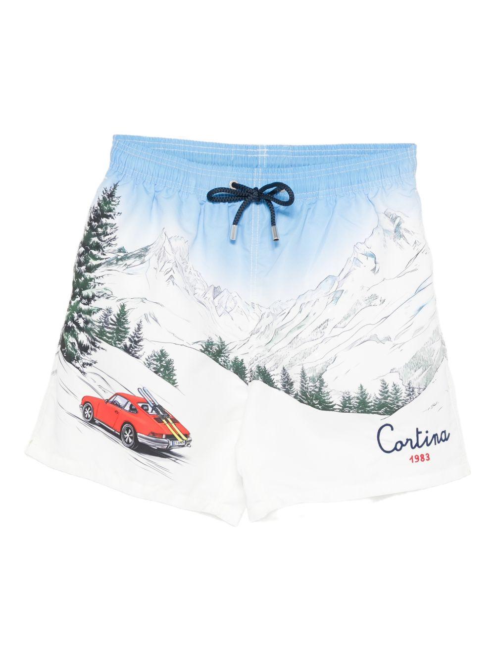 Costume da bagno bianco con stampa 