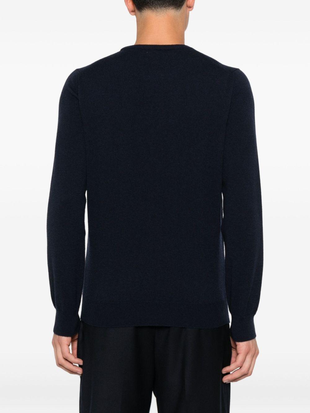 Maglione girocollo blu scuro in cashmere