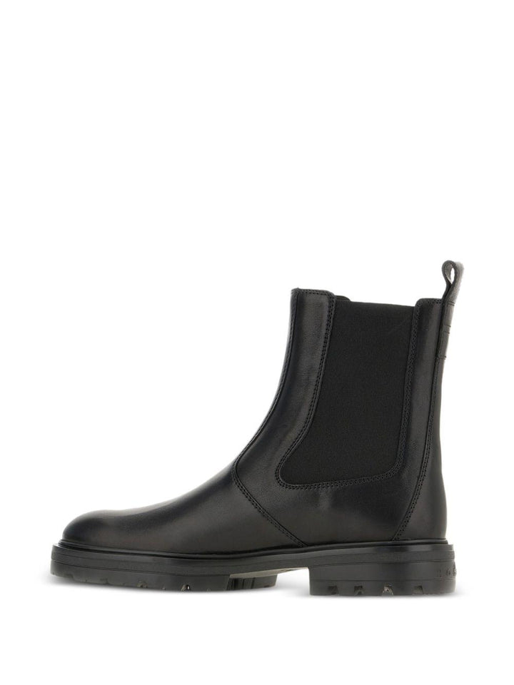 Stivali neri in pelle con inserti elasticizzati 