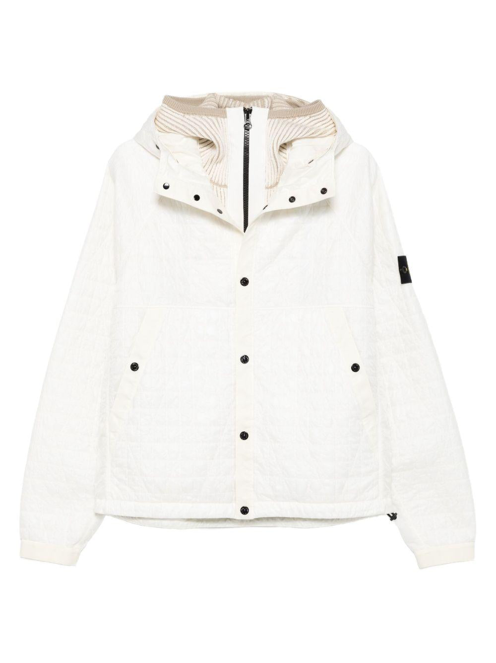 Giacca beige chiaro Crinkle Reps NY con cappuccio 