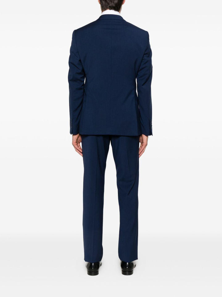 Completo monopetto in lana vergine blu 