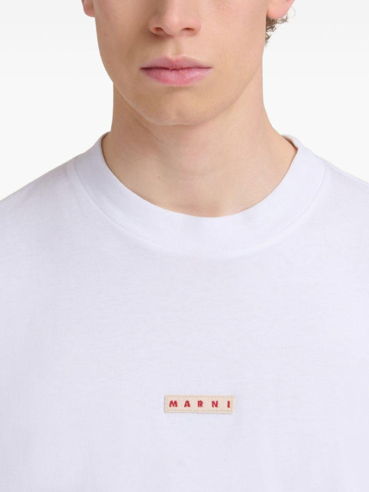 T-shirt bianca in cotone con stampa logo 