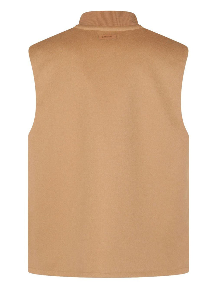 Gilet cammello con zip 