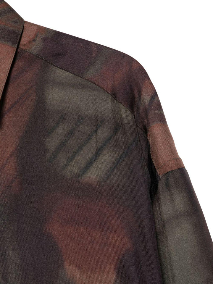 Camicia con stampa astratta marrone 