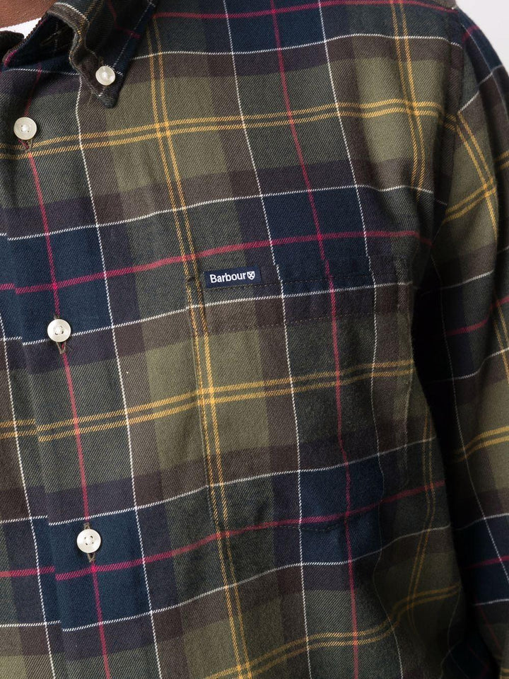 Camicia botton-down tartan verde e blu 
