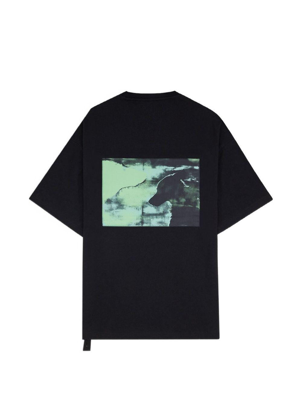 T-shirt oversize con stampa cane nera 