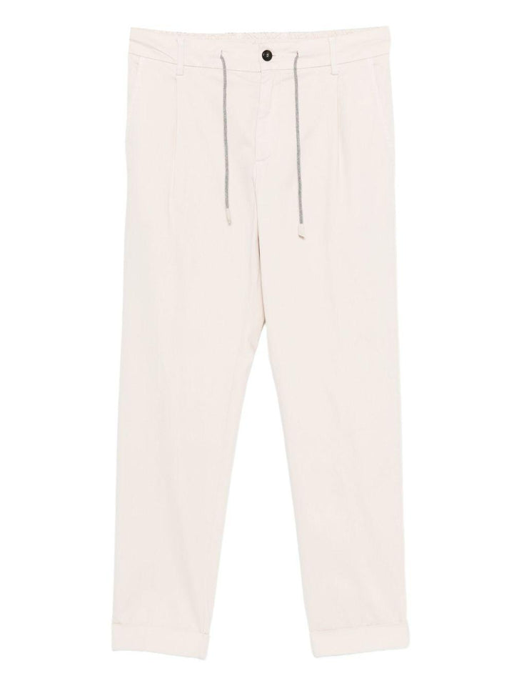 Pantaloni sabbia dritti con coulisse in vita 