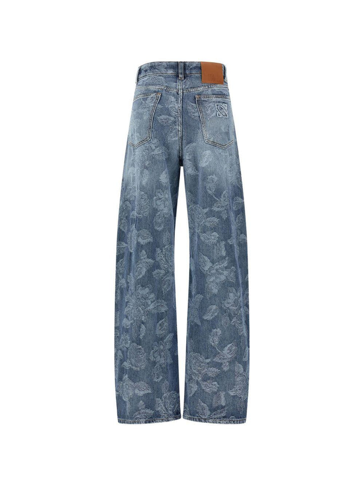 Jeans con ricami floreali 