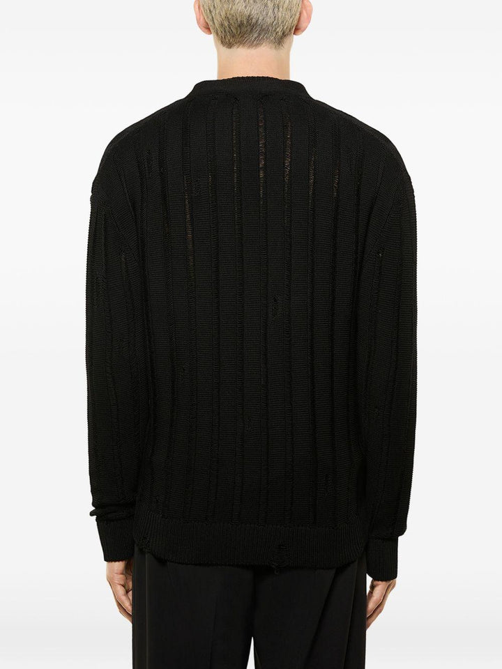 Cardigan nero con trasparenze con bottoni 