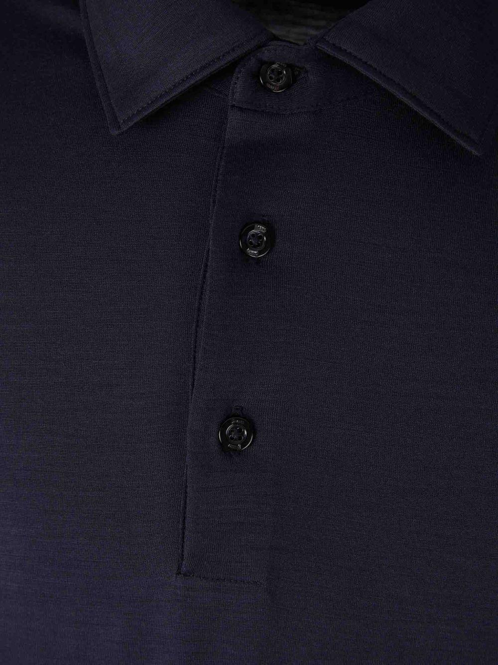 Polo navy a maniche lunghe in cotone 