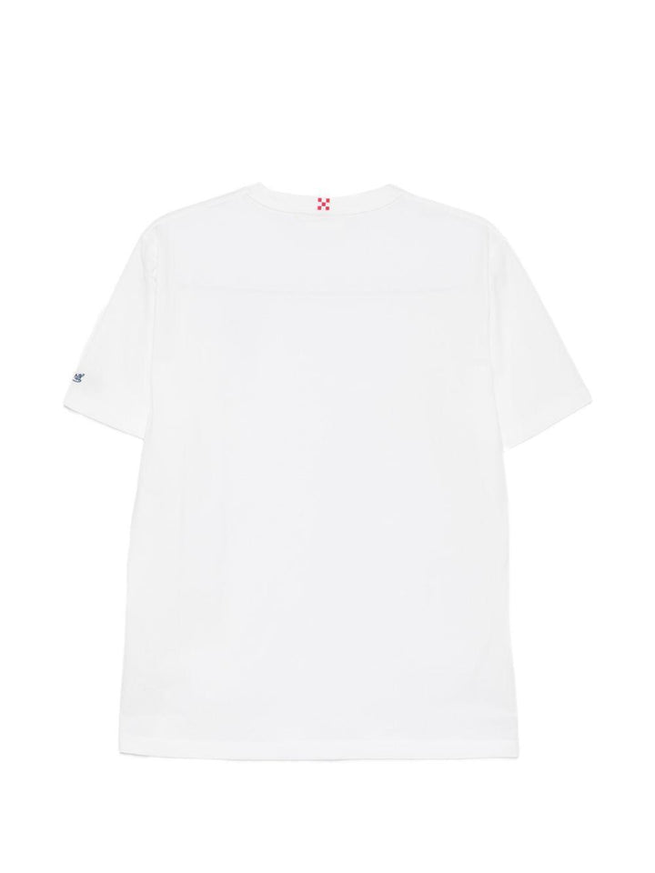 T-shirt bianca con taschino sul petto e ricamo 