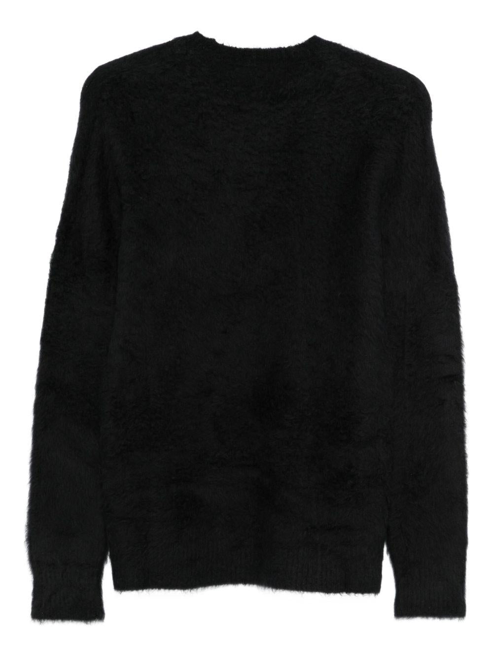 Maglione nero effetto plush con girocollo 