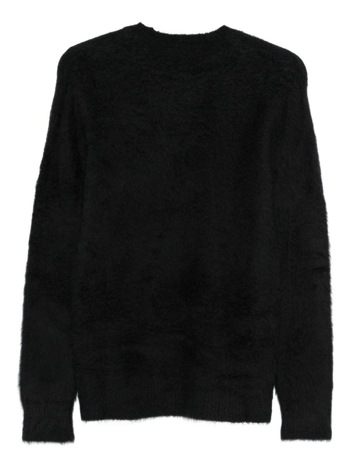 Maglione nero effetto plush con girocollo 