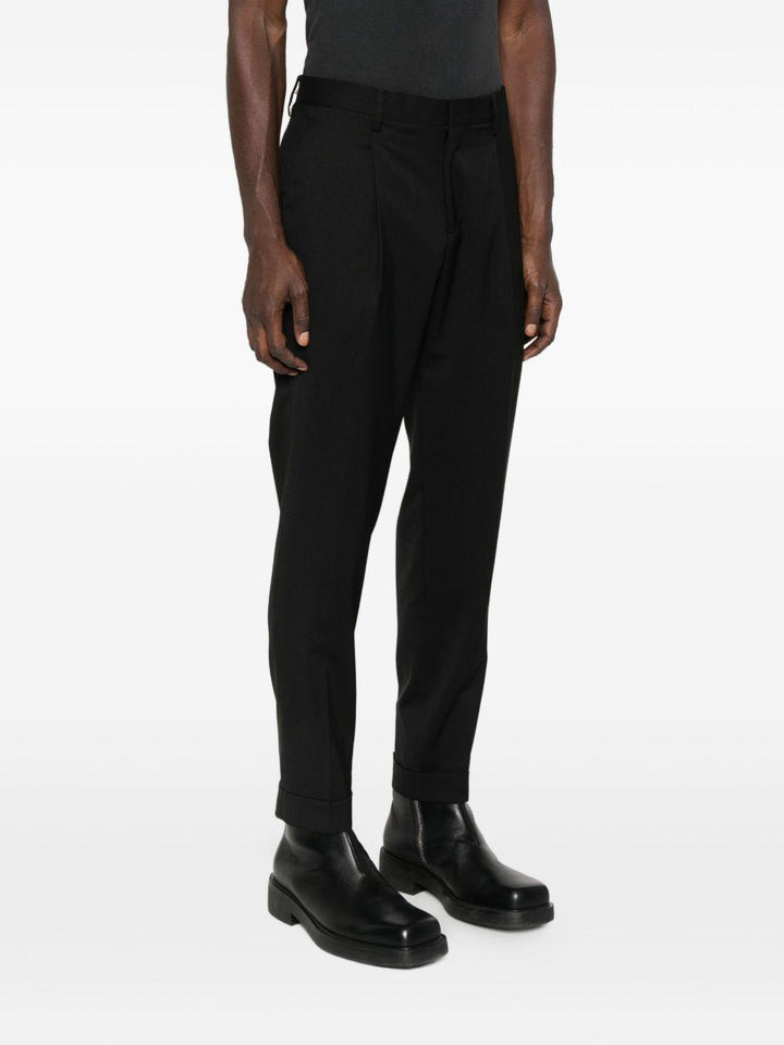 Pantaloni neri Tiberio con pieghe 