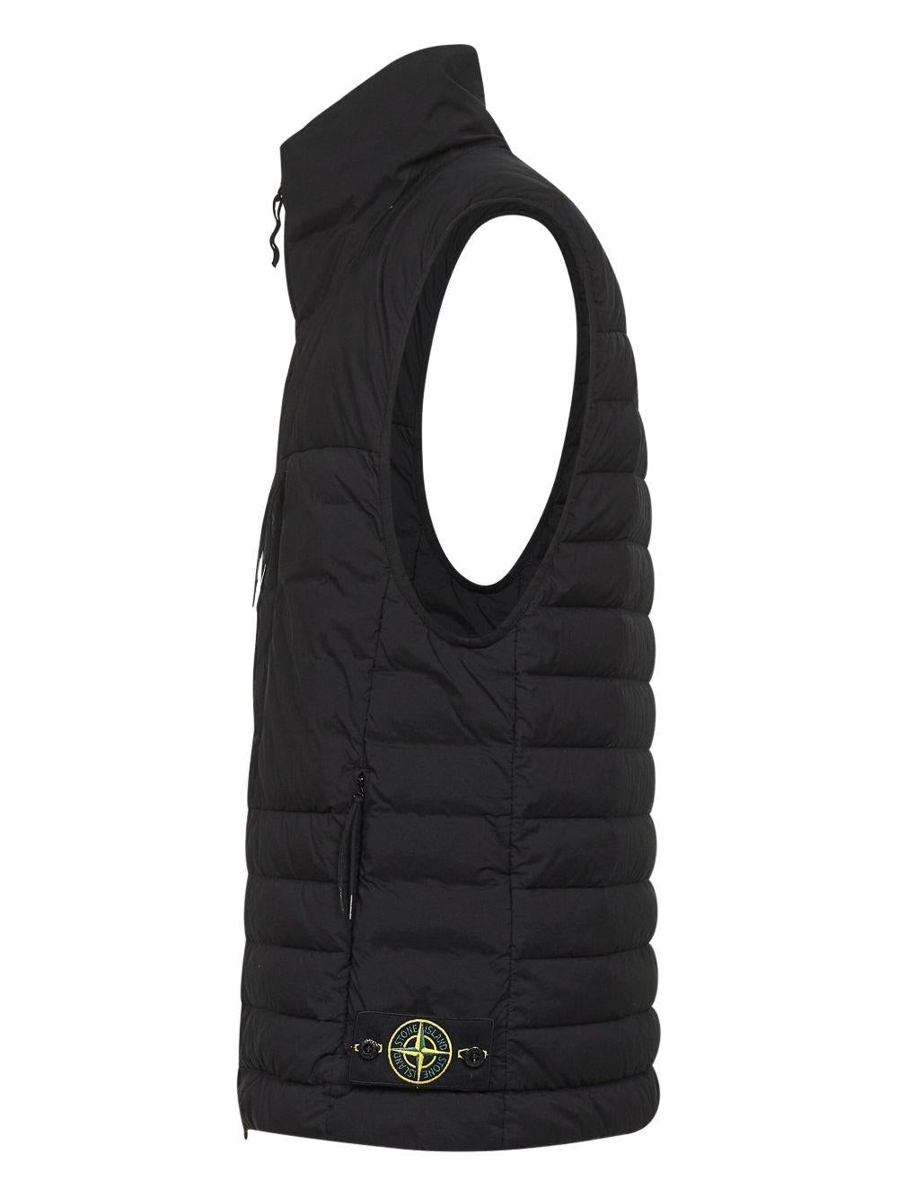 Gilet trapuntato a collo alto nero 