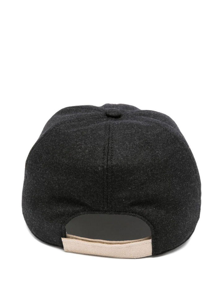 Cappello da baseball nero in lana con visiera curva 