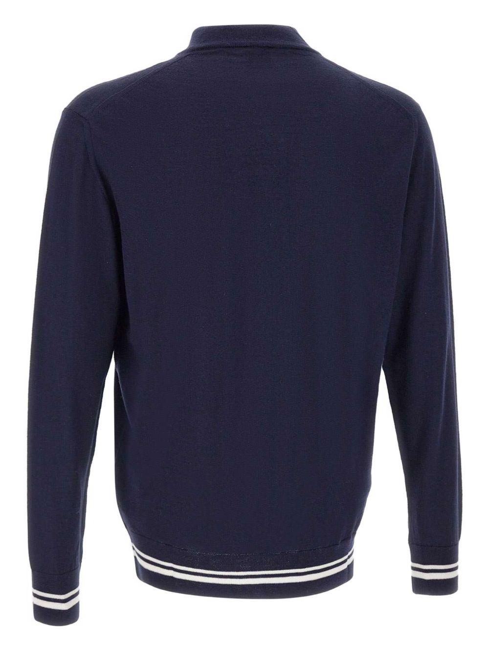 Cardigan blu navy con zip two-way e colletto rialzato 