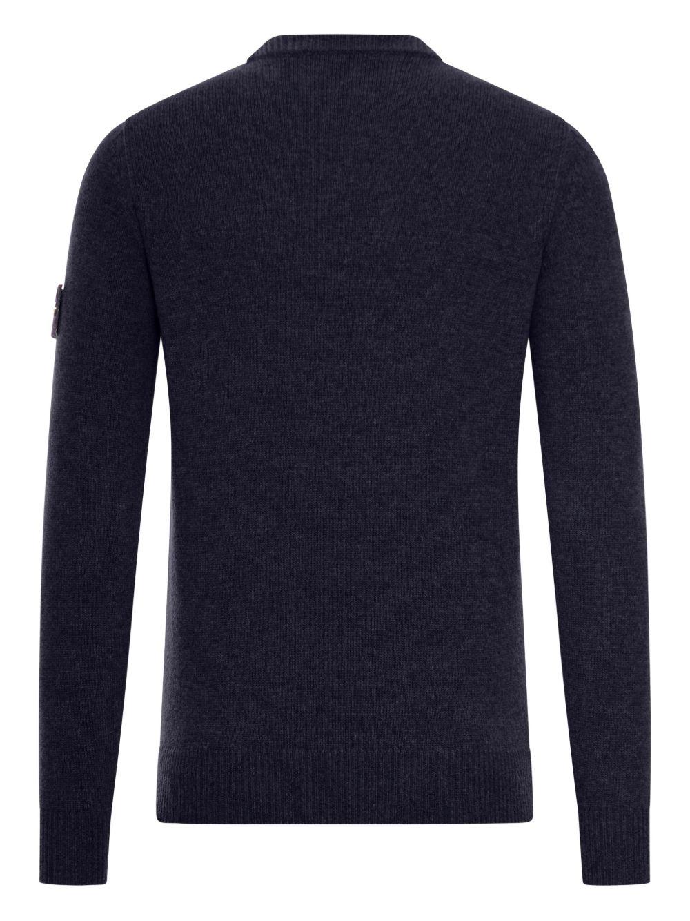 Maglione blu navy girocollo con applicazione Compass 