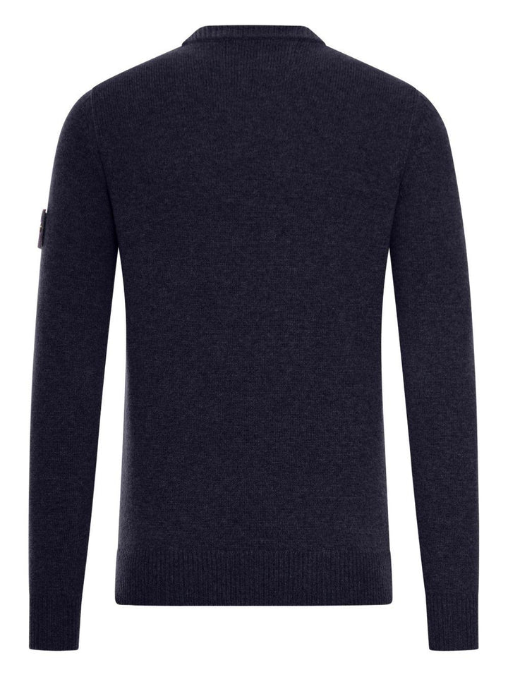Maglione blu navy girocollo con applicazione Compass 