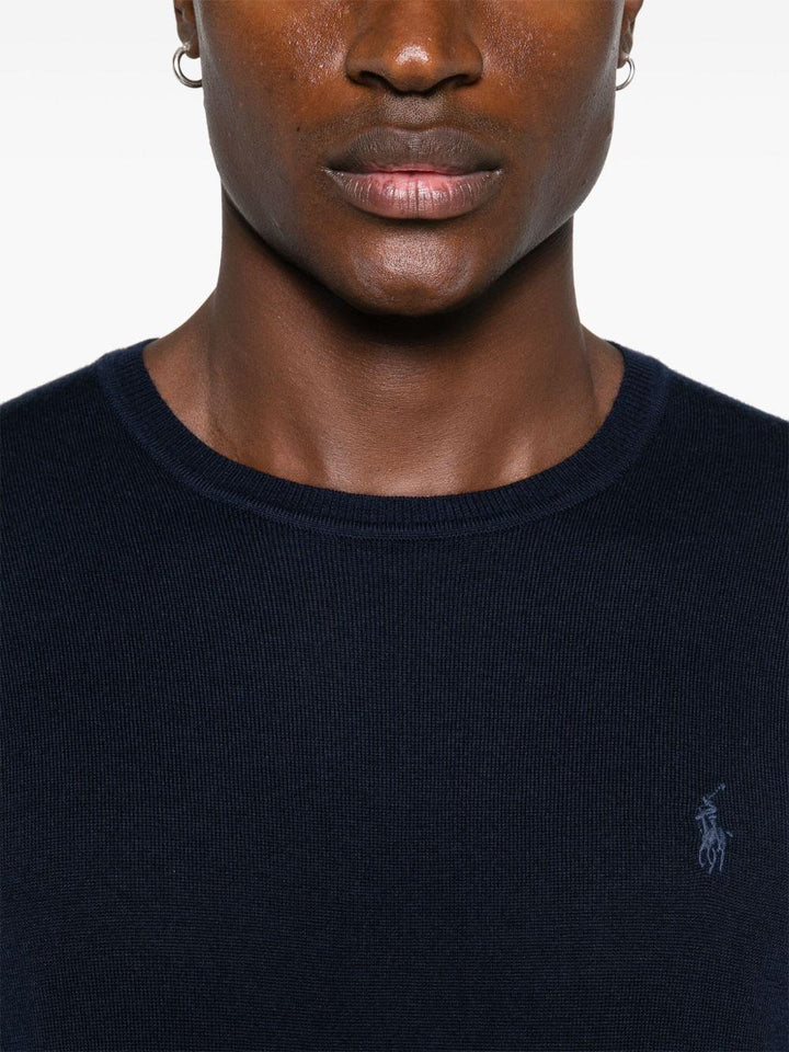 Maglione blu notte con ricamo Polo Pony 