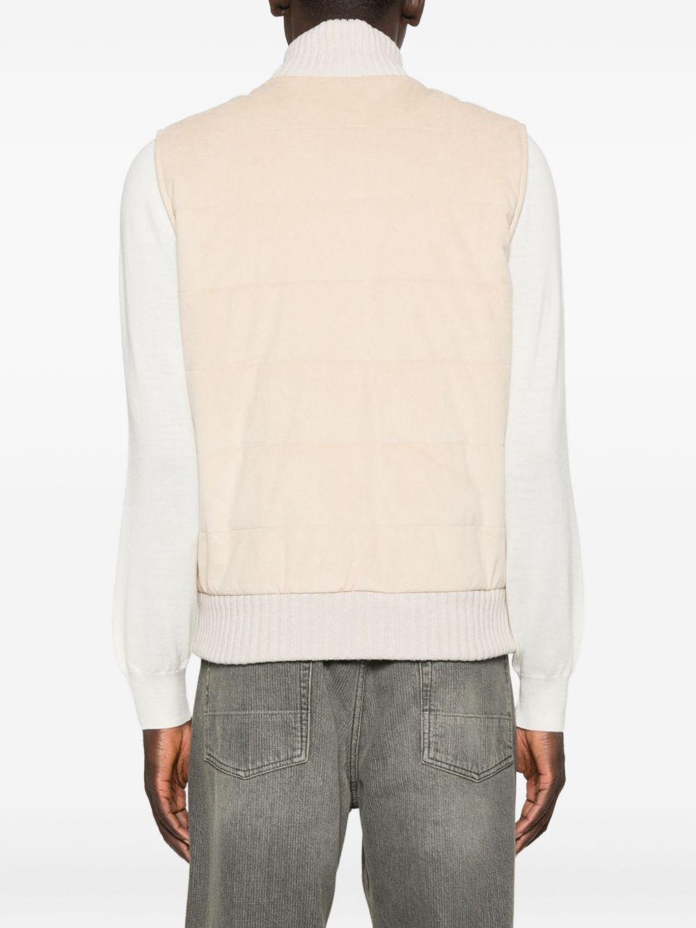 Gilet imbottito con zip écru 