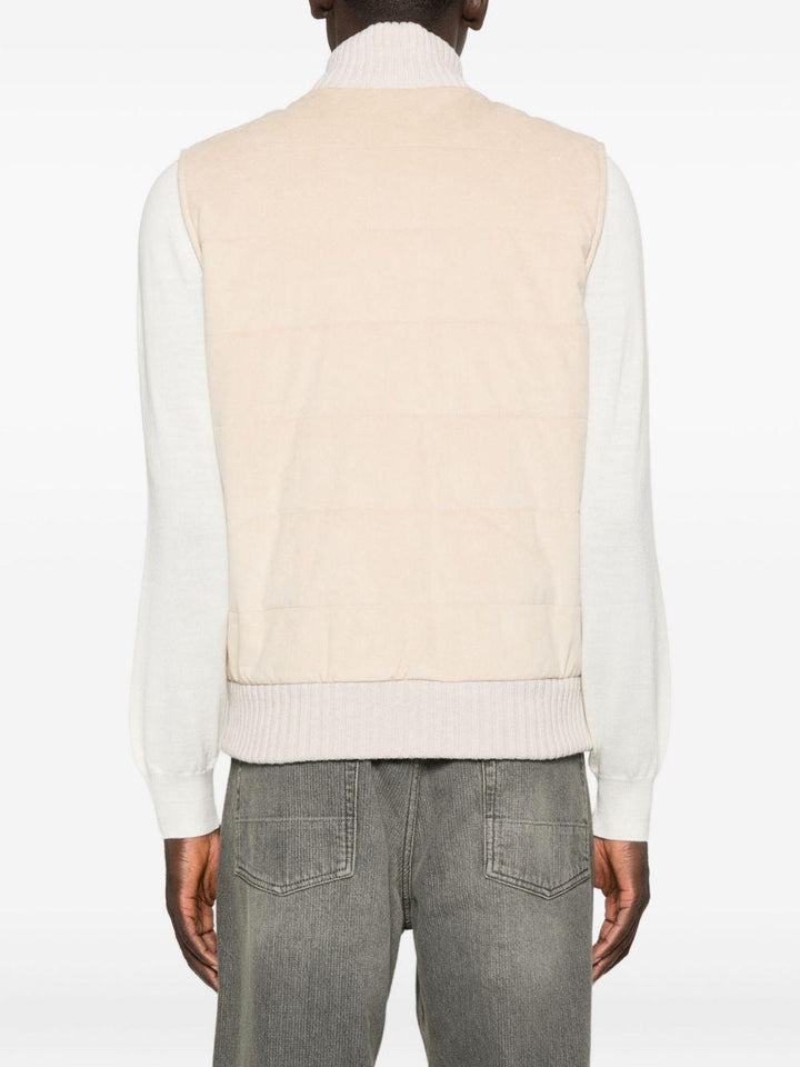 Gilet imbottito con zip écru 