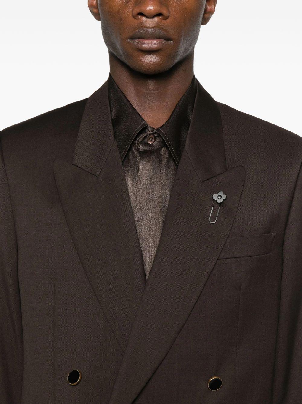 Blazer Marrone Doppiopetto con rever a lancia 