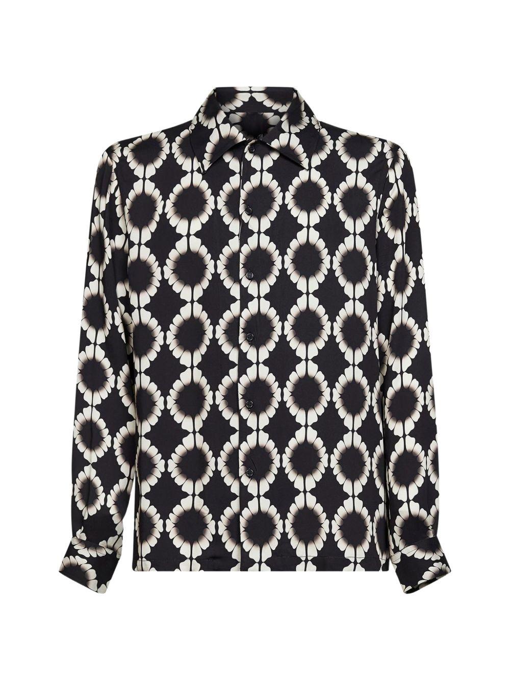 Camicia nera e bianca con stampa geometrica 