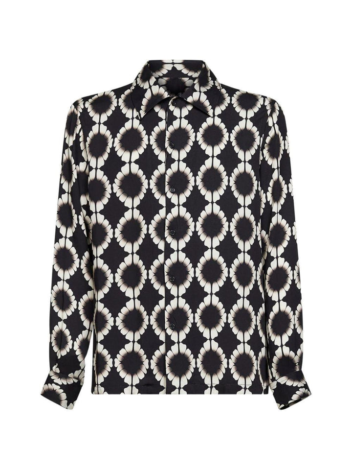 Camicia nera e bianca con stampa geometrica 