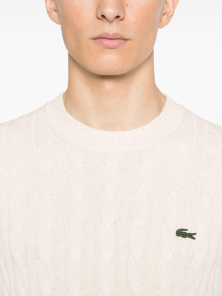 Maglione bianca a maglia intrecciata 