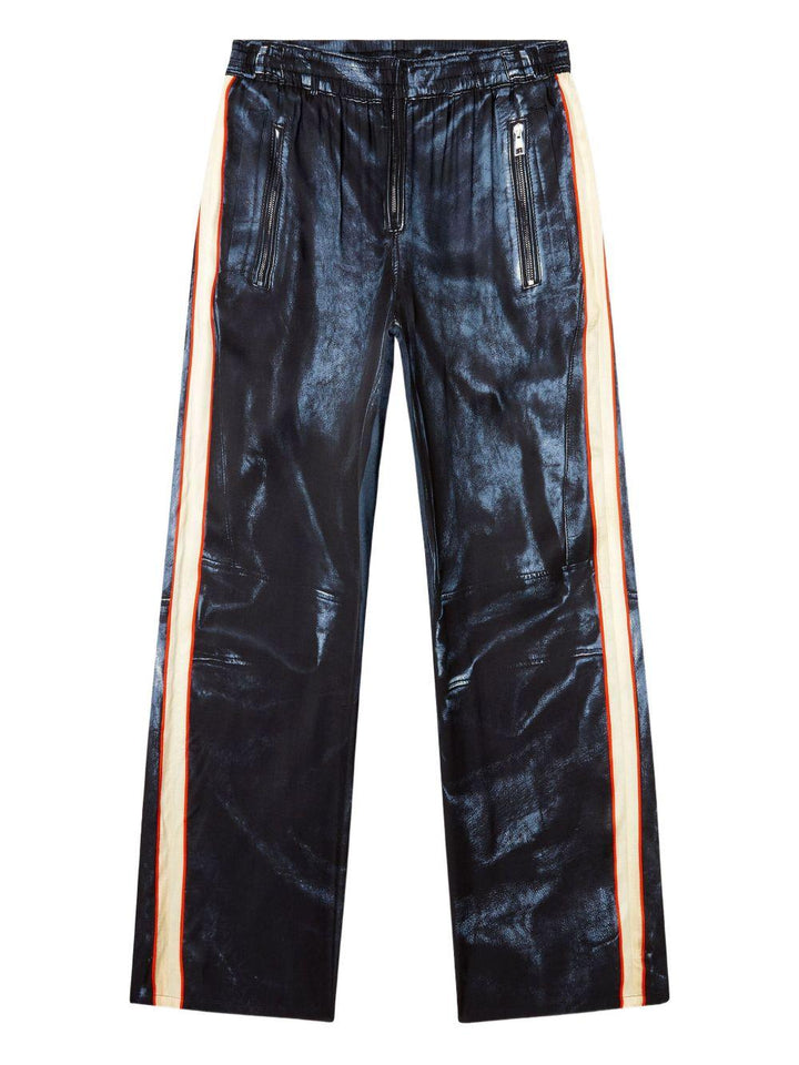 Pantaloni P-THECKS blu con banda laterale