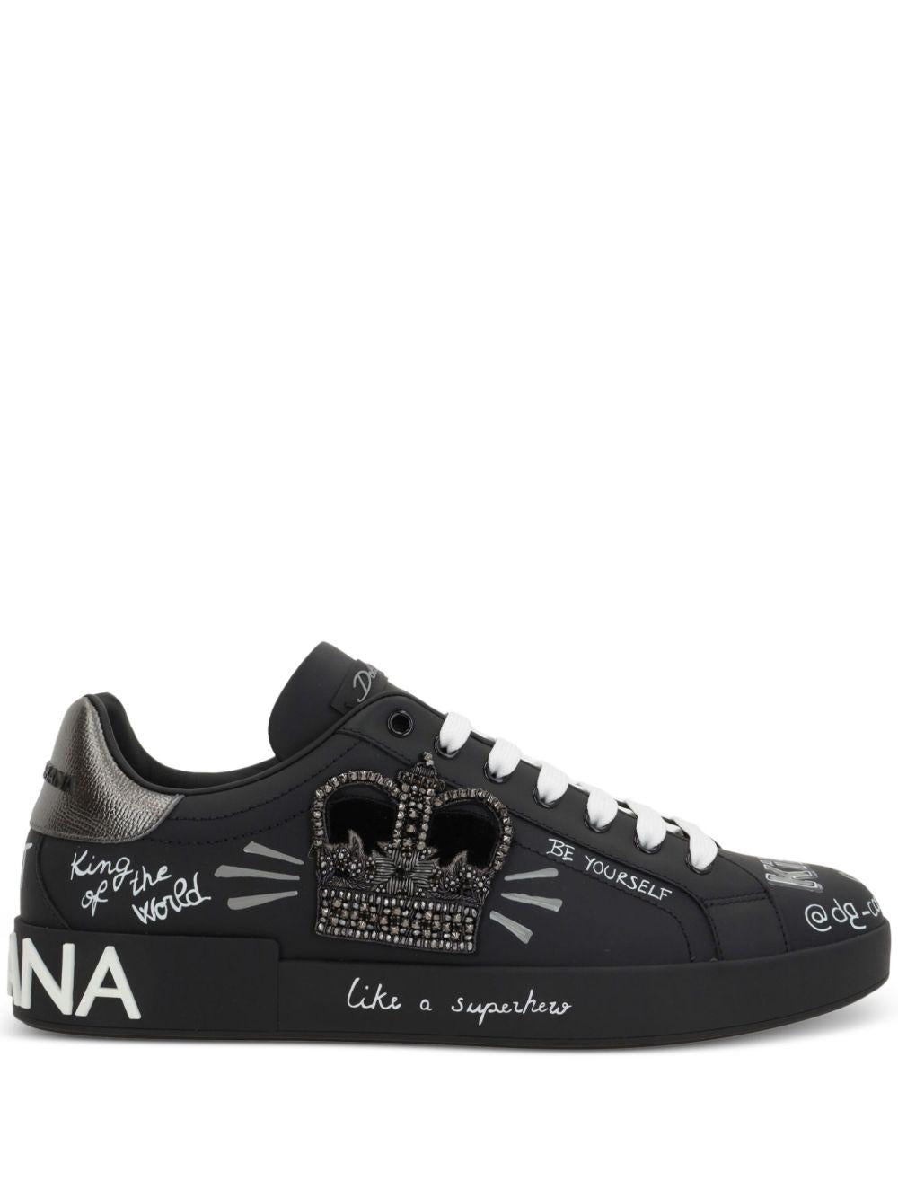 Sneaker Portofino nera crown 