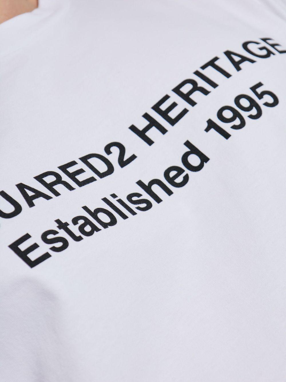 T-shirt bianca in cotone con logo frontale 