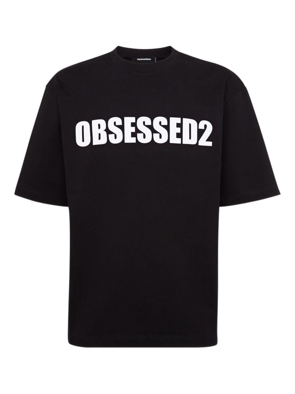 T-shirt nera Obsessed2 con girocollo 
