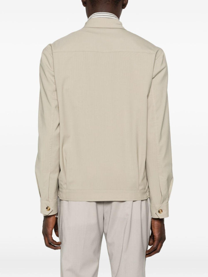 Giacca camicia beige con zip 