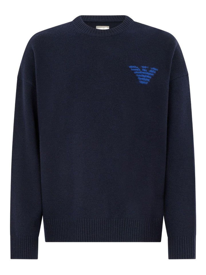 Maglione blu navy con ricamo 