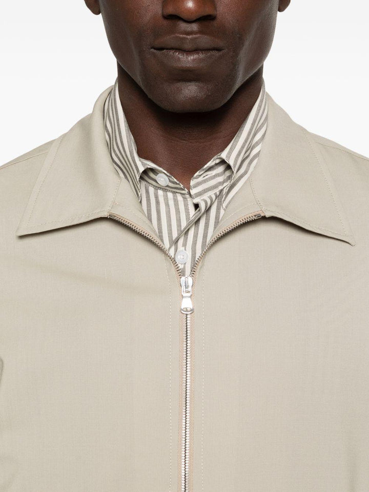 Giacca camicia beige con zip 