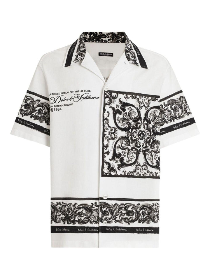 Camicia bianca in cotone con logo 