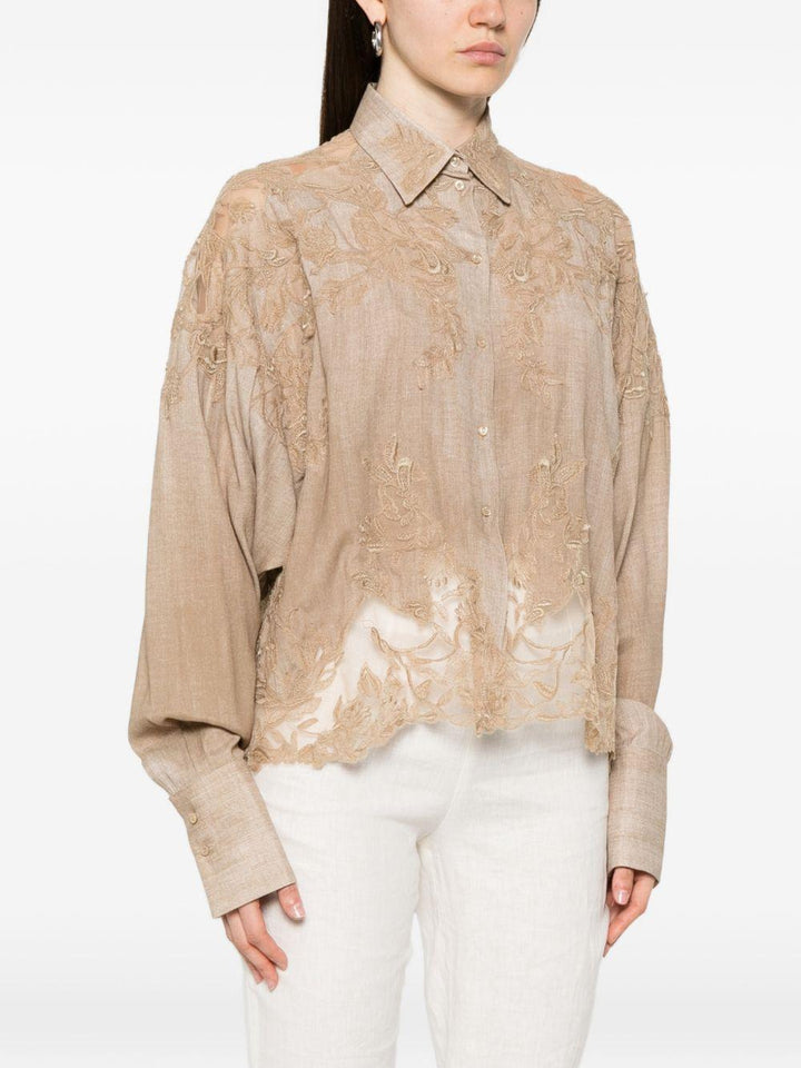 Camicia con ricamo floreale 
