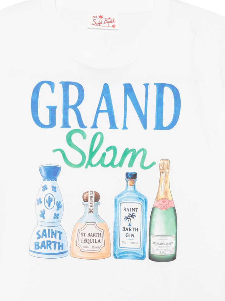 T-shirt bianca in cotone con stampa 
